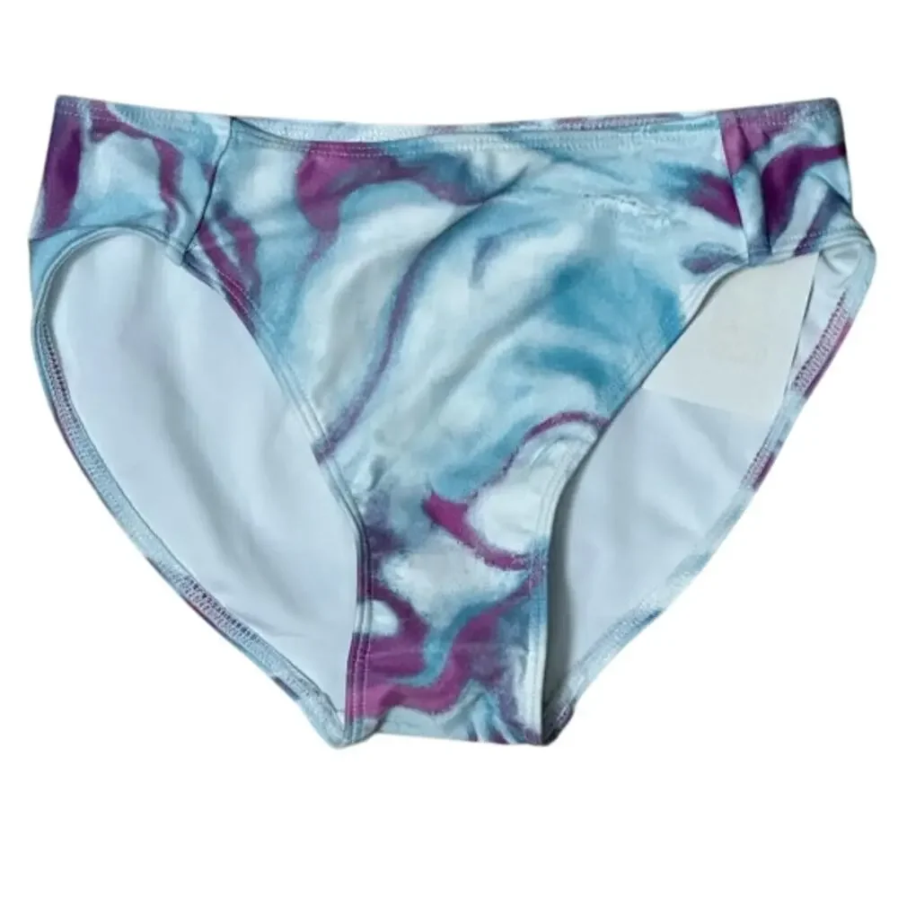 Z By Zella Bikini Bottoms Tie Dye Fully Lined Quick Dry Purple/Blue Girls 8 NWT